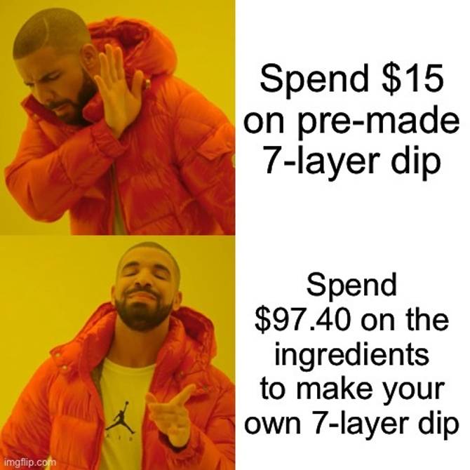 Drake meme about making your own food 