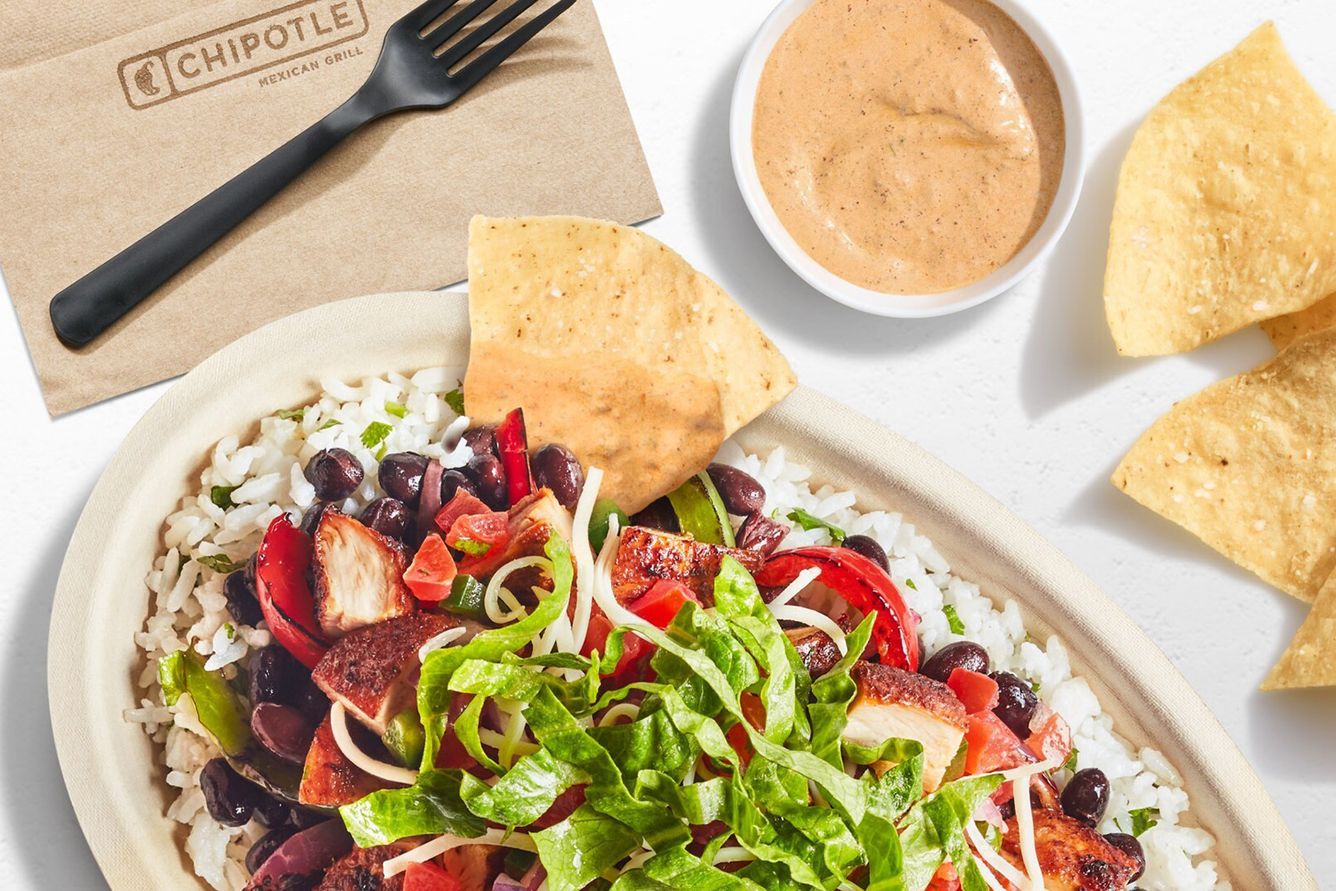A Chipotle meal featuring the new Adobo Ranch dip