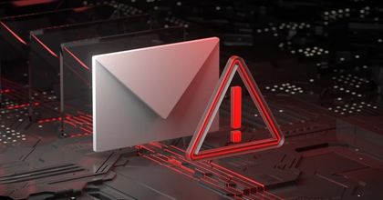 Cyber background with email icon and warning icon