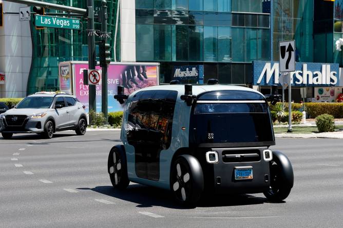 A Zoox robotaxi in Vegas
