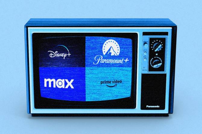 Max, Paramount+, Prime Video, and Disney+ all on a TV screen