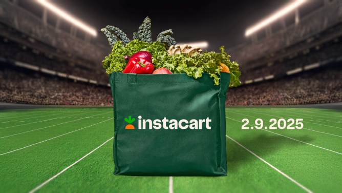 Instacart bag on football field 