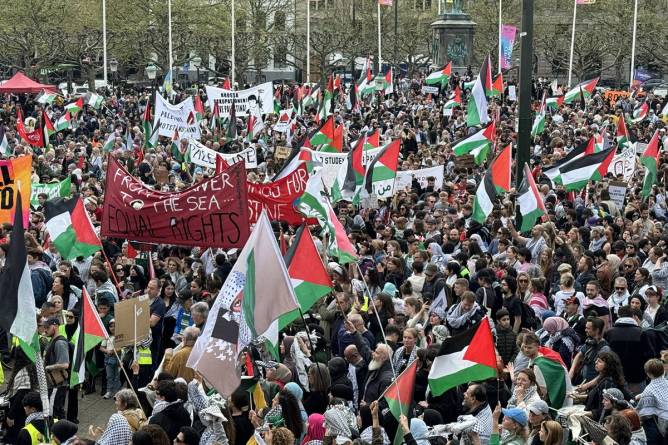 Hundreds protest against Israel's Eurovision participation in Malmo, Sweden