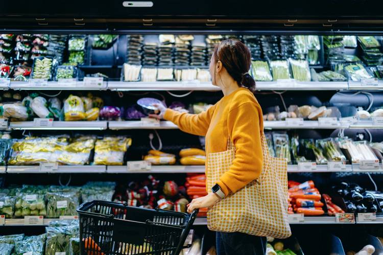 Shopper at grocery store