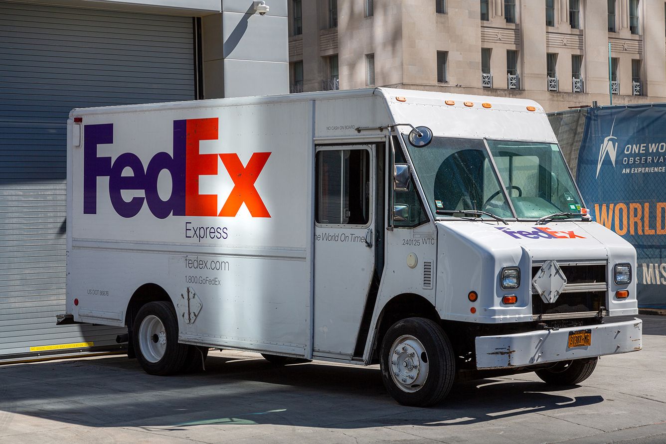 A FedEx truck