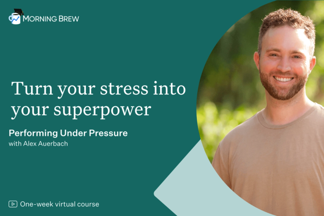 A photo of Alex Auerbach that says Turn your stress into your superpower (performing under pressure with Alex Auerbach)