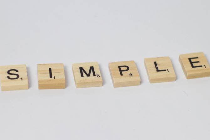 an image of Scrabble-esque tiles spelling out the word "Simple"