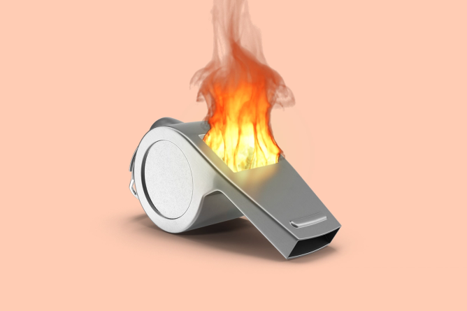 Whistle on fire; whistleblower 