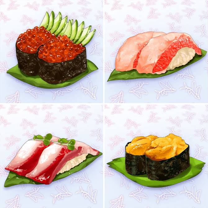 illustrations of sushi 