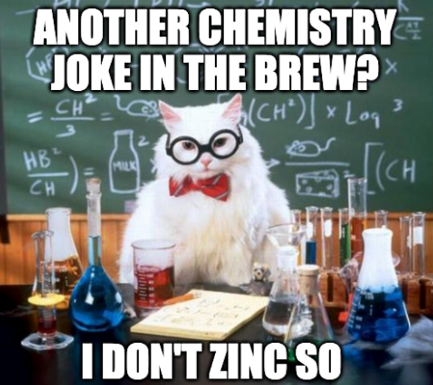 I cat making a corny chemistry joke