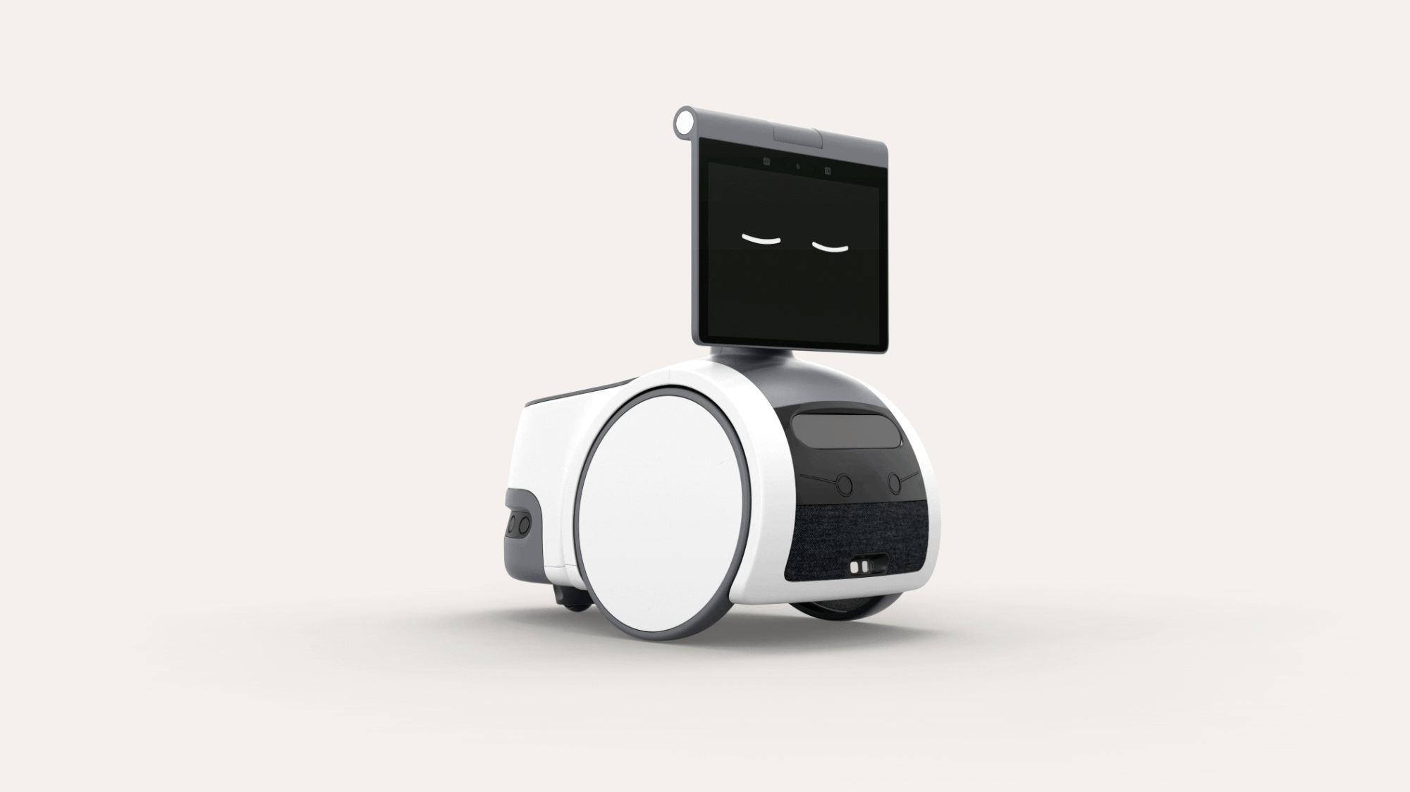 The Amazon Astro robot, rotating around and blinking