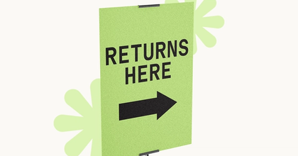 2D illustration of a sign labeled "Returns Here"