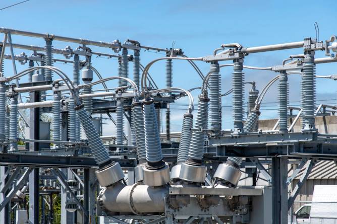 Electrical transformers.