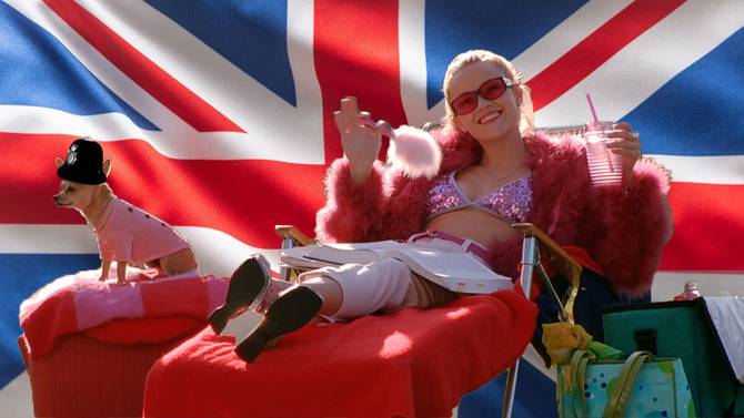 Elle Woods with a UK flag