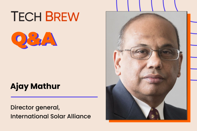 Graphic featuring a headshot of the International Solar Alliance's Ajay Mathur.