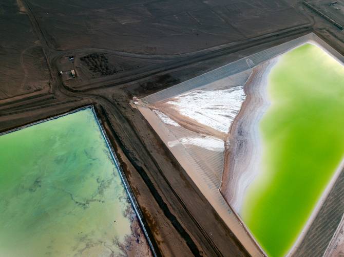 aerial view of a lithium mine