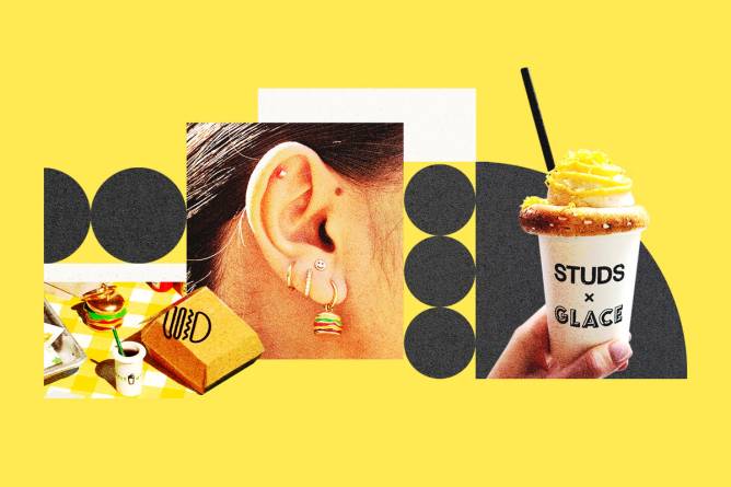 Mixed collage of Studs, Shake Shack, and Glace marketing images.