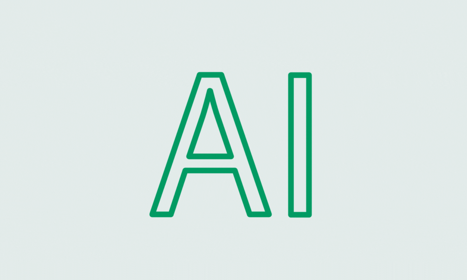 A 2D animation of "AI" text moving bigger and smaller surrounded by circuits