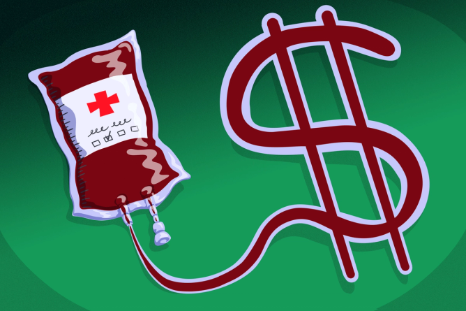 A bag of blood turns into money