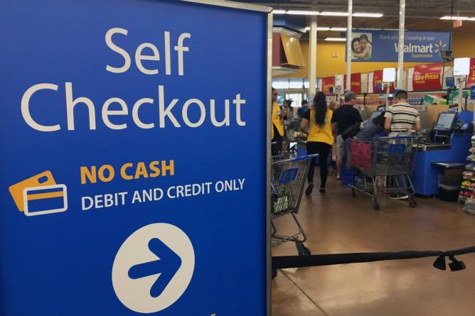 Walmart Canada self-checkout sign