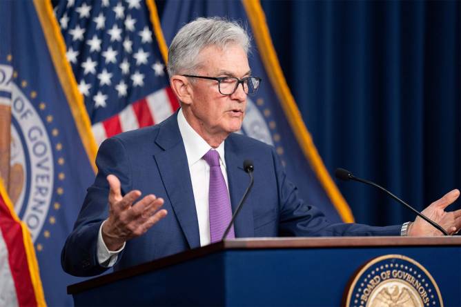 Jerome Powell at a press conference