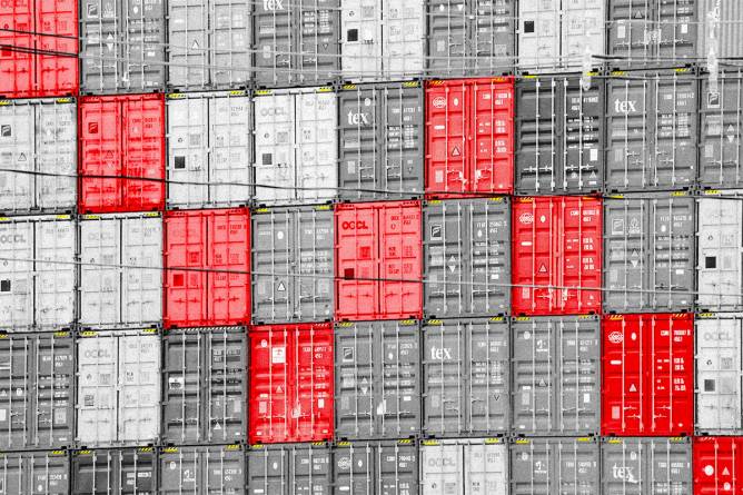 Shipping containers that look like a stock chart