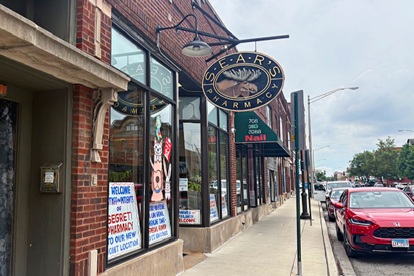 Outside of Sear's Pharmacy in Chicago
