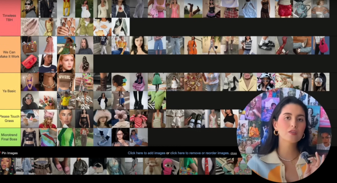 Life According to Tessa's youtube video screenshot of chart ranking microtrends.
