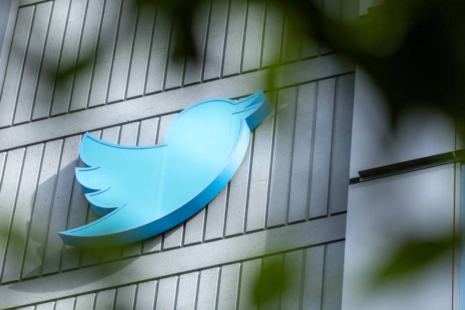 Twitter logo on a building