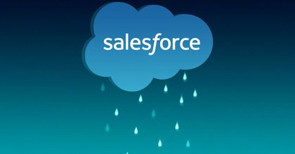 A SalesForce logo with rain coming down from underneath it