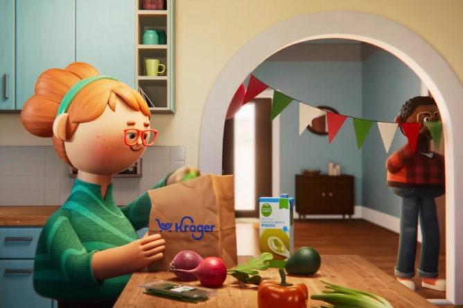 A screenshot from a holiday ad for Kroger