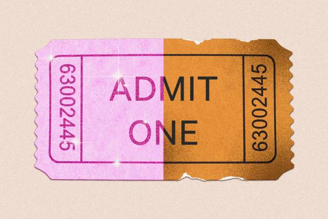 A half pink, half muted ticket