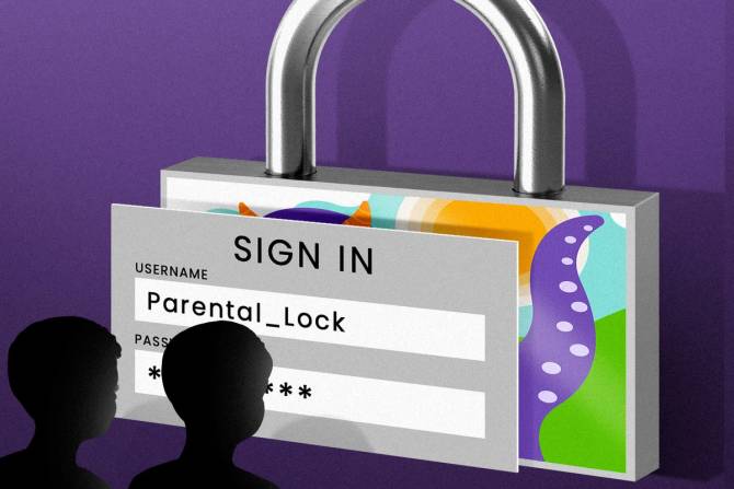 two kids trying to sign into a platform that says "parental_lock"