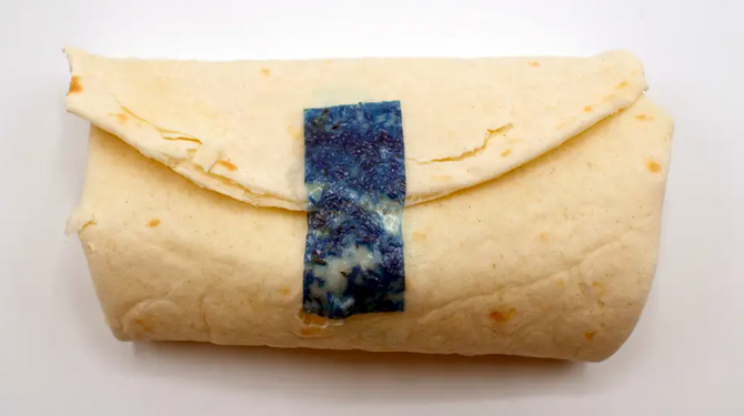 Burrito with edible tape