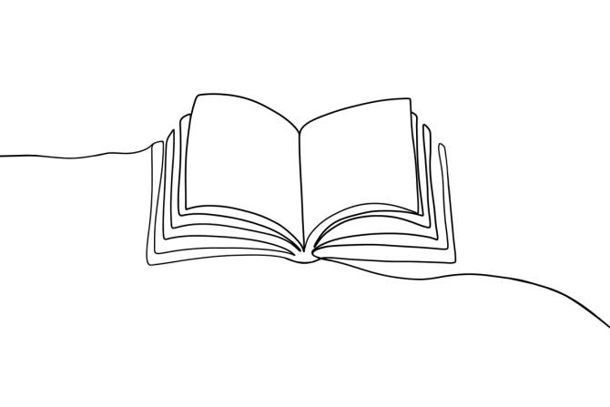 one line drawing of open book