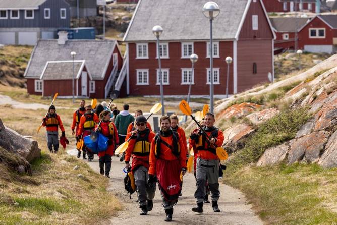 Kayak tourists in Greenland