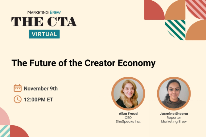 promotional event for the CTA virtual event, The Future of the Creator Economy, on Nov. 9 