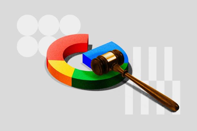 A gavel above the Google logo