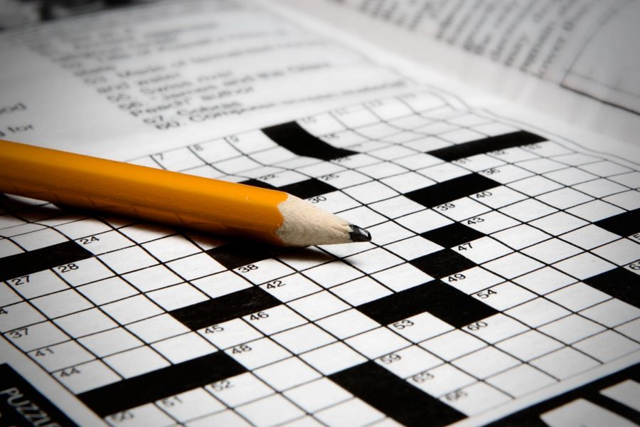 Pencil on a crossword puzzle