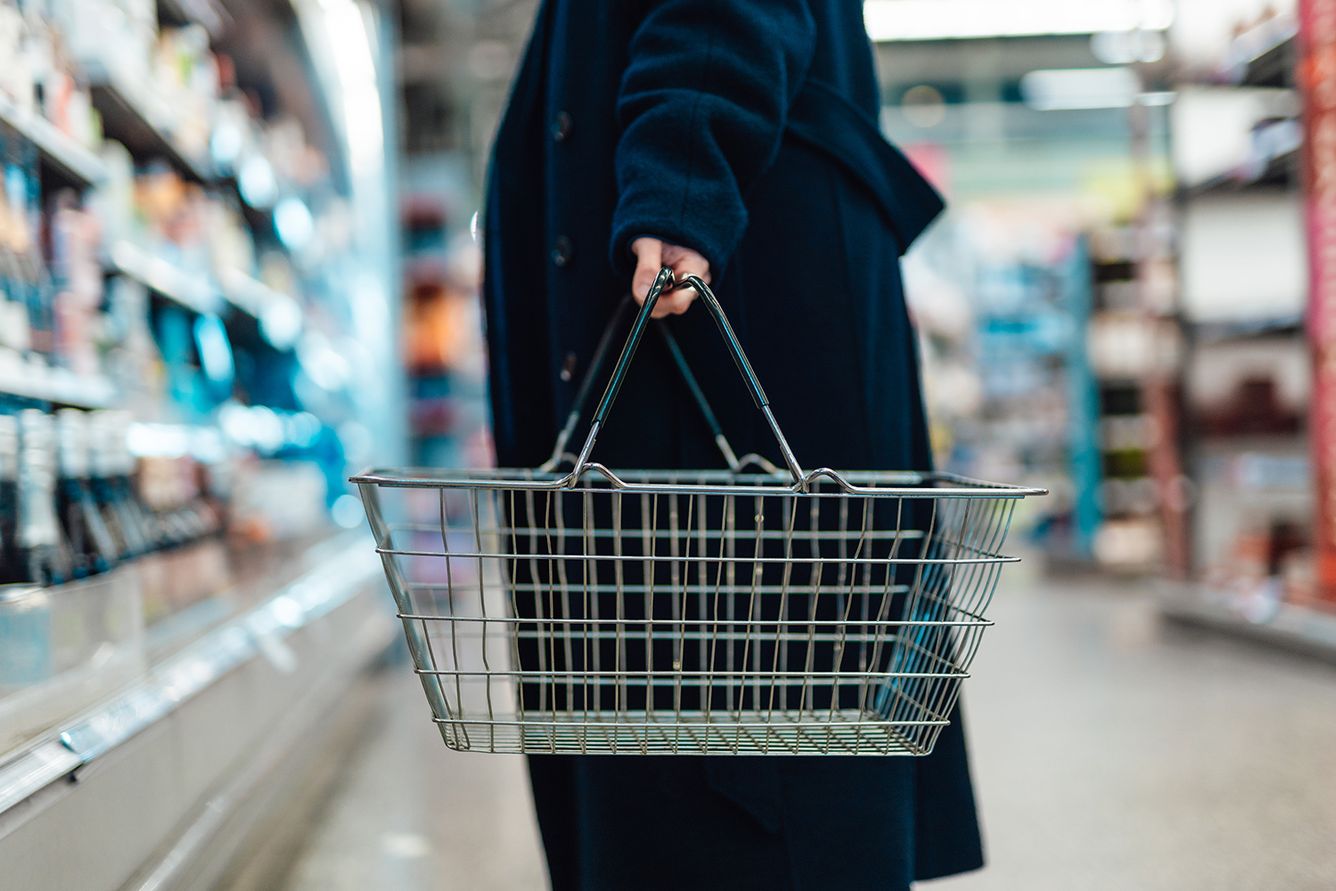 A person shopping at a grocery store
