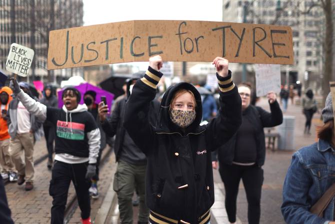 Protesters demanding justice for Tyre Nichols