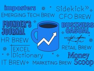 Illustration with Morning Brew Mug and Morning Brew brands