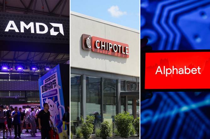 Logos from AMD, Chipotle, and Alphabet