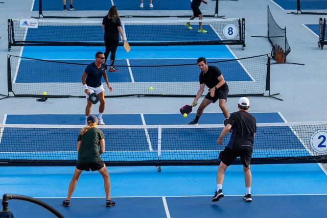 People playing pickleball in New York City