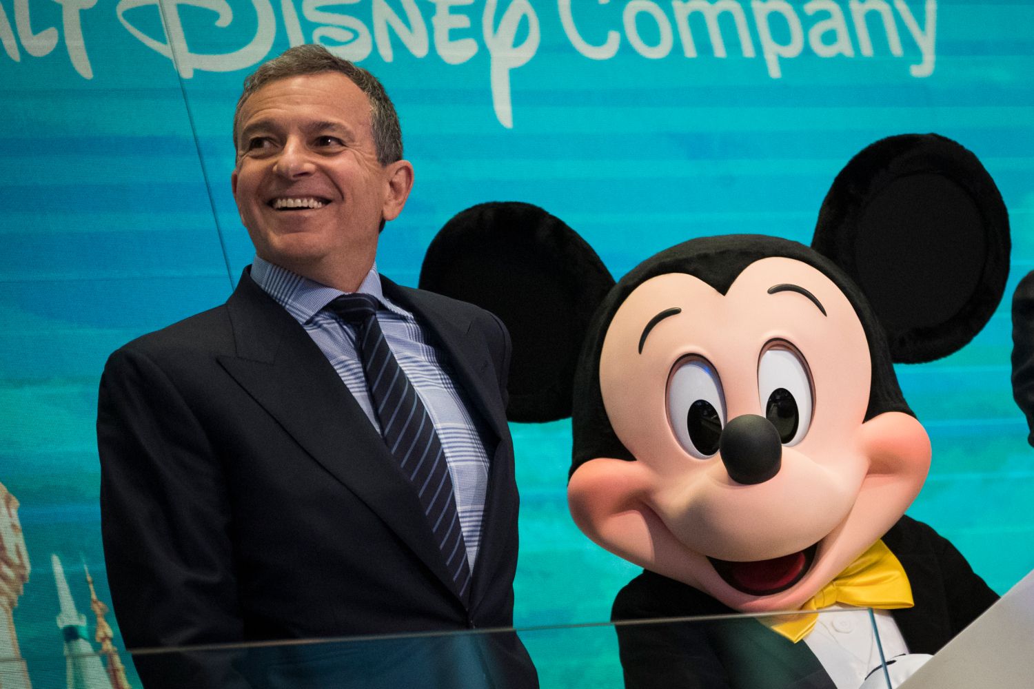 Chief executive officer and chairman of The Walt Disney Company Bob Iger and Mickey Mouse.