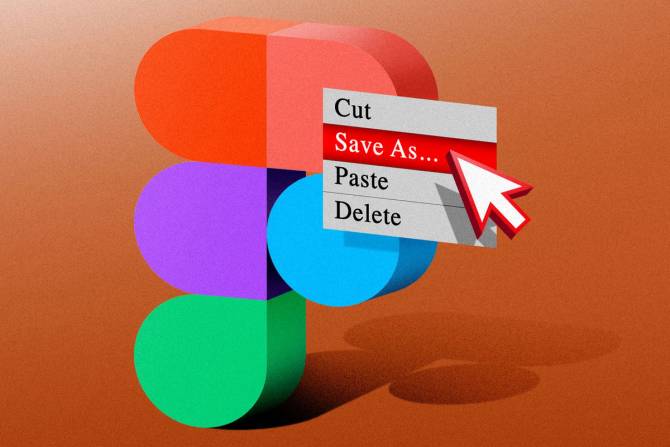Figma logo with drop down menu options "cut, save as..., paste, delete"