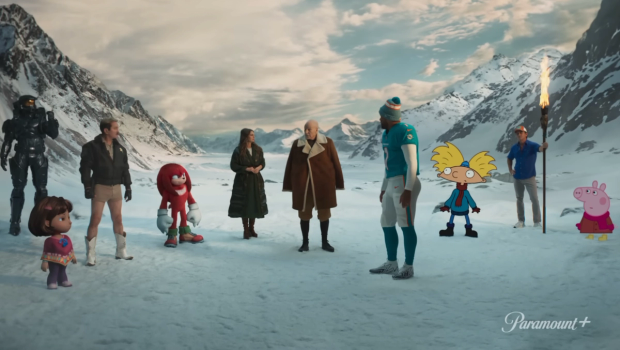 a still from Paramount+'s Super Bowl ad featuring Sir Patrick Stewart