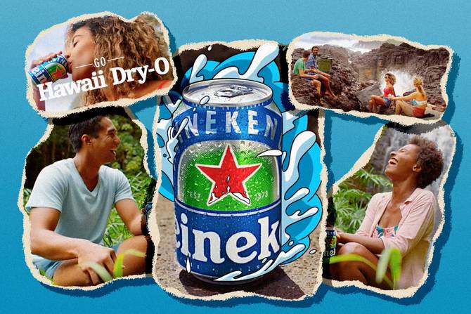a college of images from Heineken's 2022 Dry January social campaign