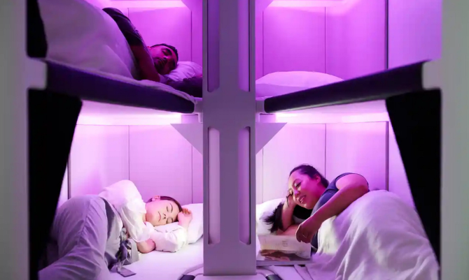 bunk beds on a plane
