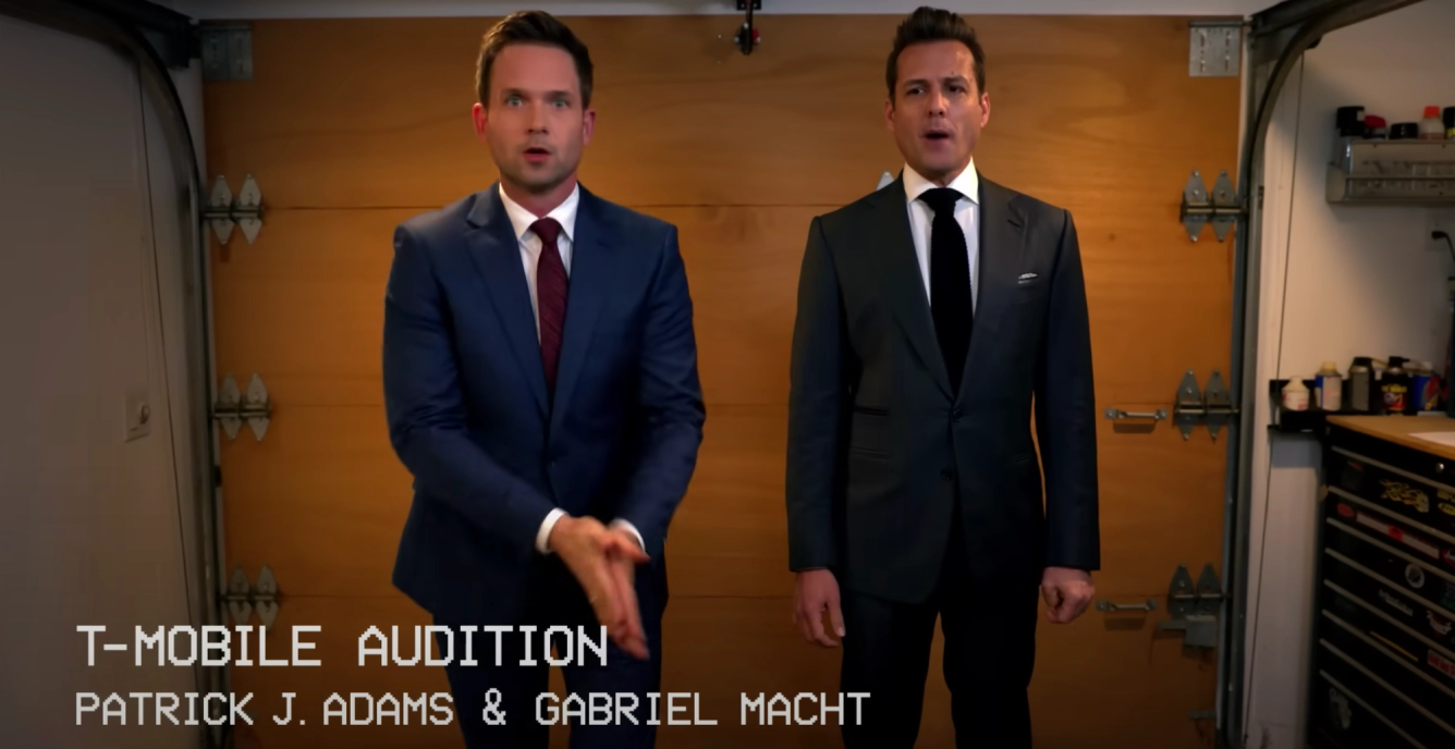 'Suits' stars Gabriel Macht and Patrick J. Adams appear in an ad for T-Mobile